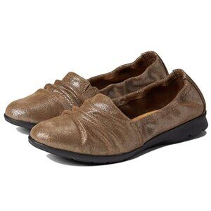 Clarks Womens Jenette Ruby Pewter Metallic Slip-On Flats Shoes Size 5.5 NEW